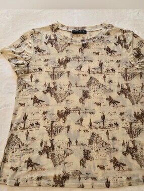 Nylon Apparel Western Desert Cowboy Mesh Sheer Top Y2K Rodeo Core